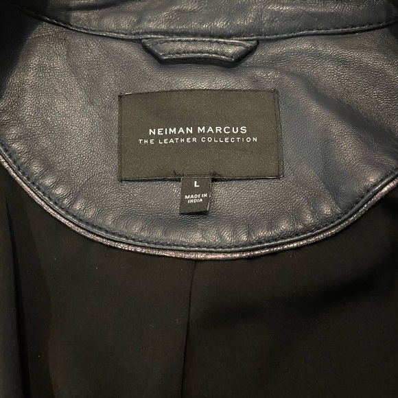 Neiman Marcus Leather Collection Patent Trim Leather Jacket Size L. - Picture 4 of 5